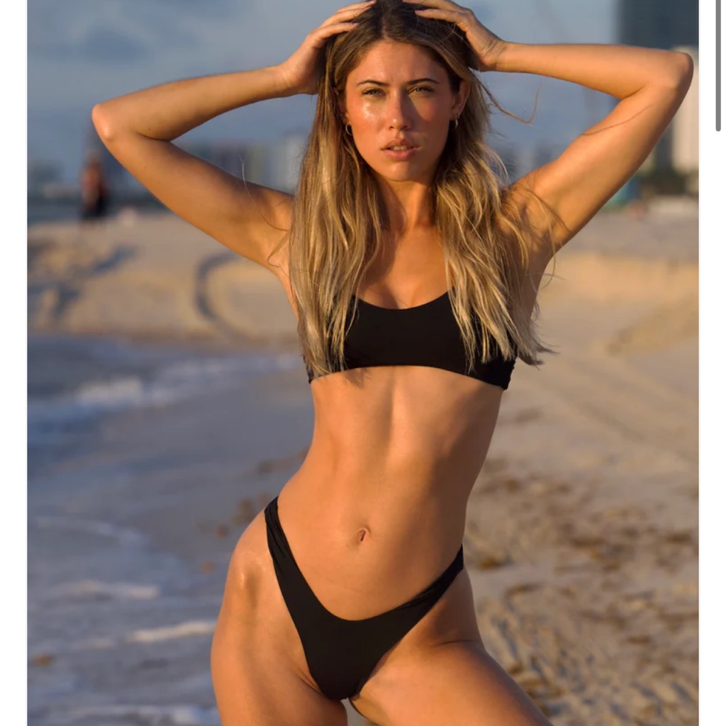 Women's Black Bikini Set - Classic Scoop Top & High-Cut Bottom